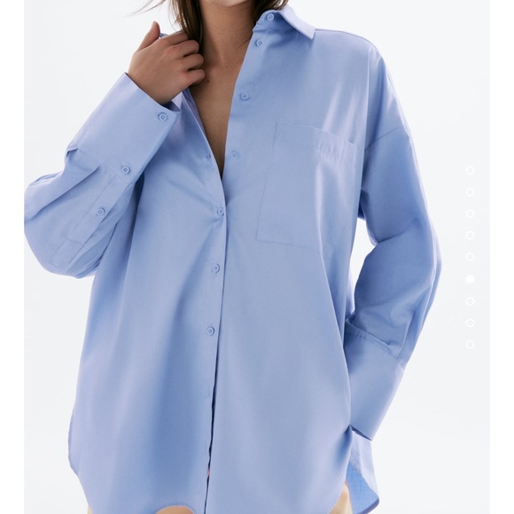 Zara oversized blue long sleeve button down  shirt - Picture 2 of 3